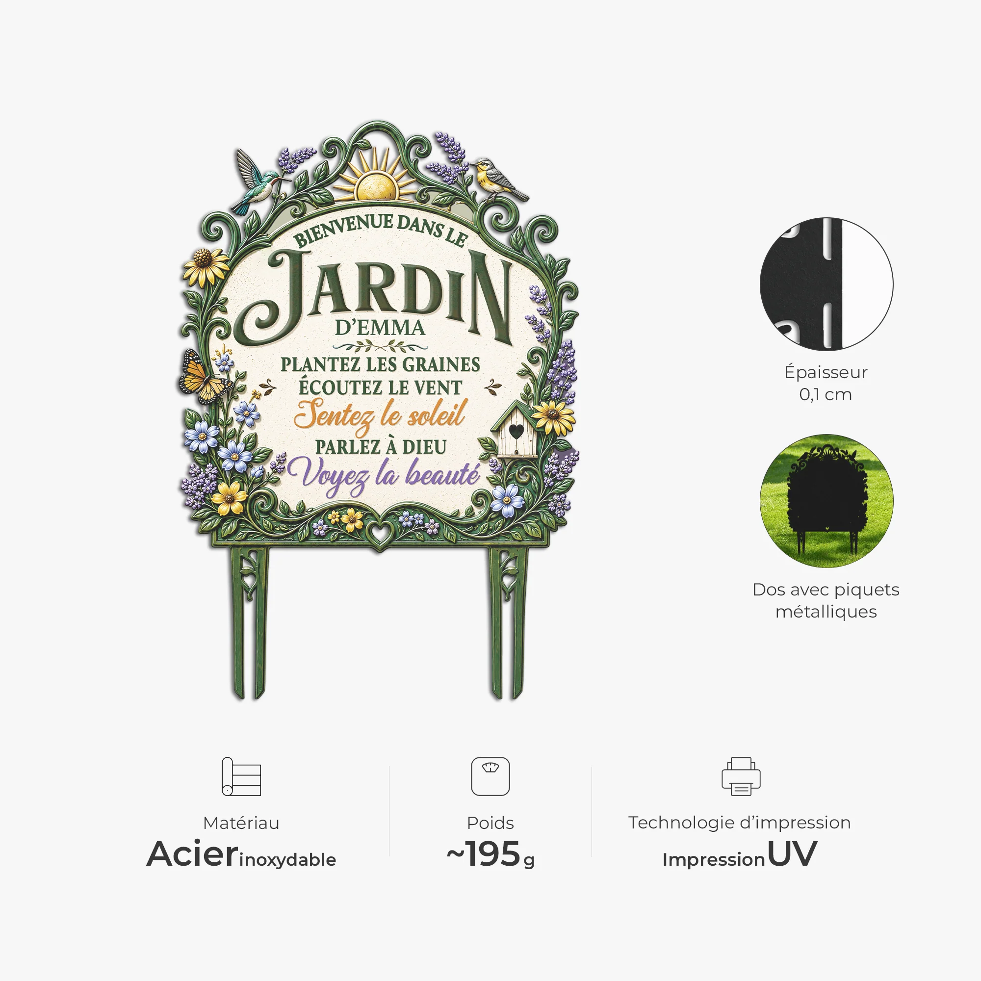 [Effet d'Impression 3D] Piquet De Jardin Décoratif Personnalisé Pour Femme - Bienvenue Dans Mon Jardin - Image 3