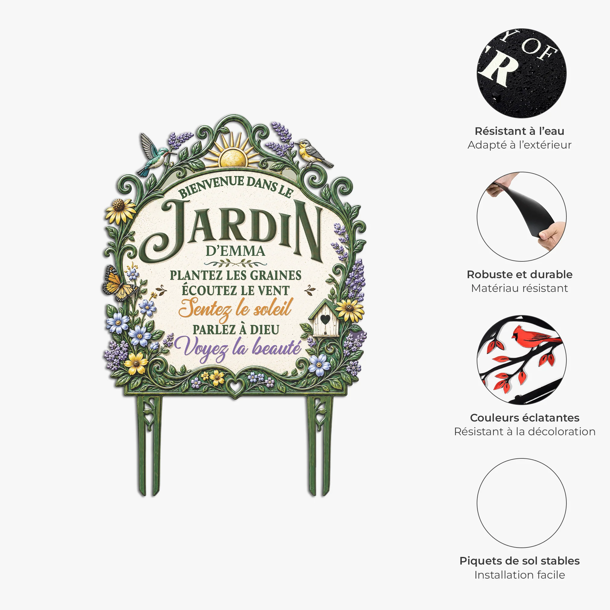 [Effet d'Impression 3D] Piquet De Jardin Décoratif Personnalisé Pour Femme - Bienvenue Dans Mon Jardin - Image 5