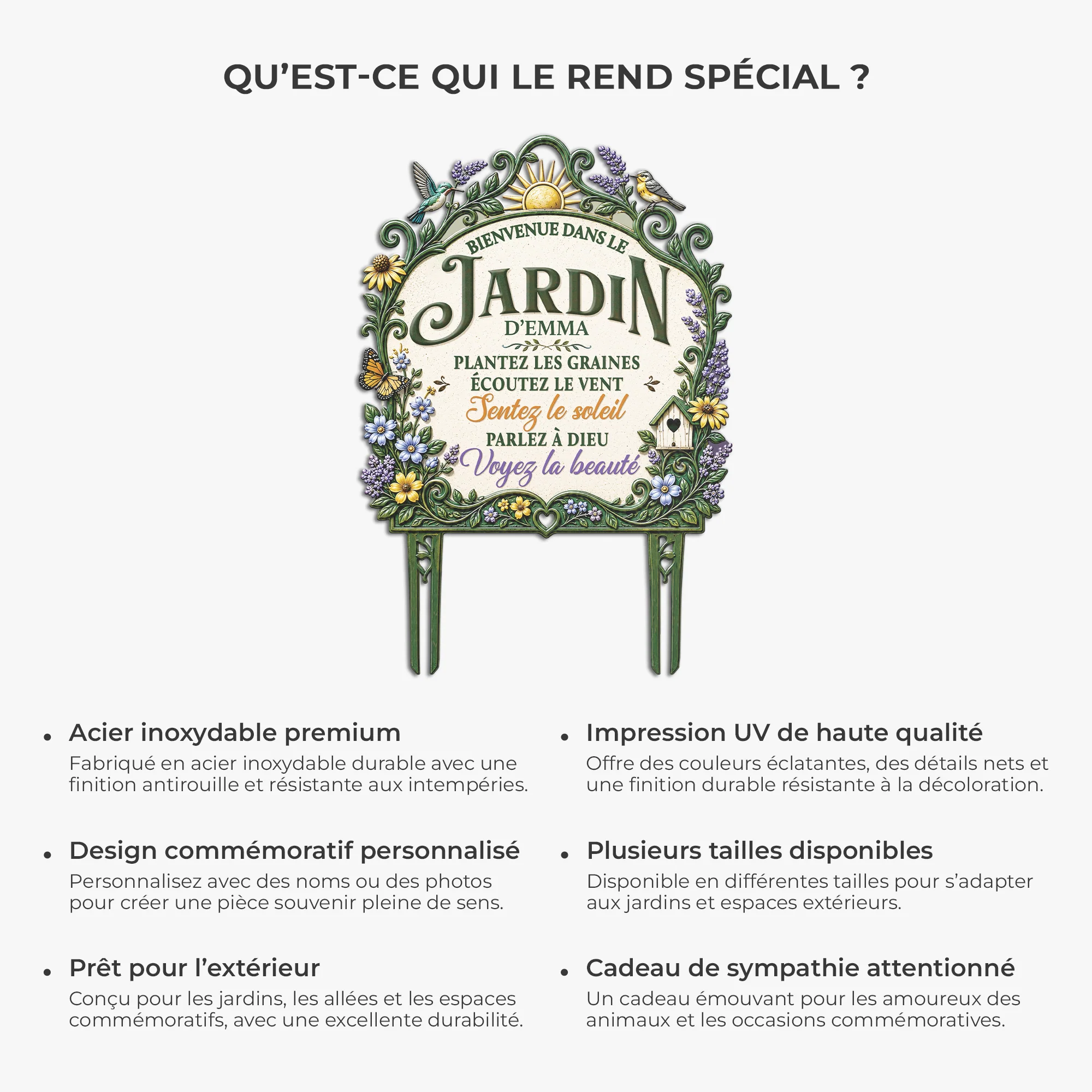 [Effet d'Impression 3D] Piquet De Jardin Décoratif Personnalisé Pour Femme - Bienvenue Dans Mon Jardin - Image 7