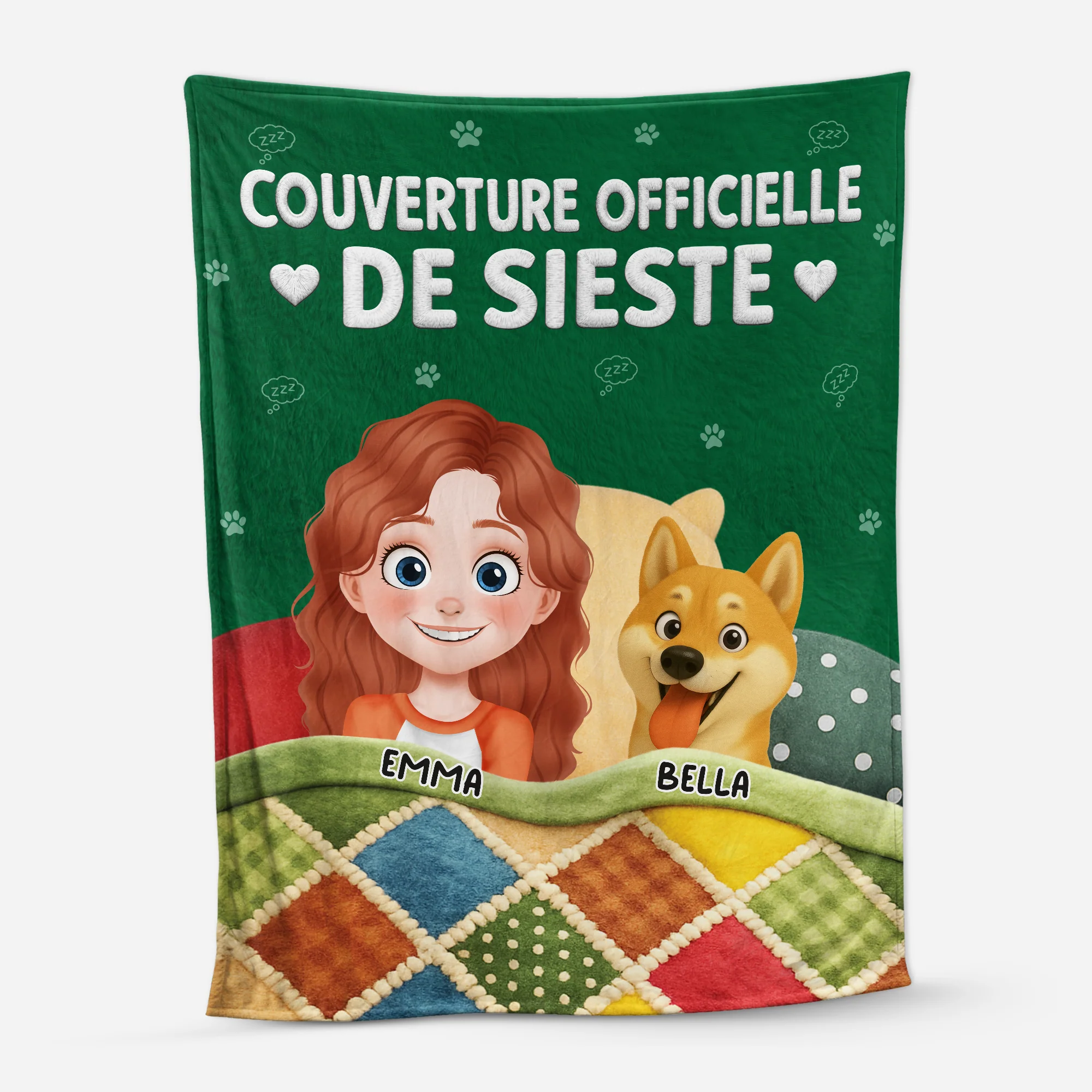 [Effet d'impression 3D] Plaid Polaire Personnalisable - Couverture Officielle Avec Chien