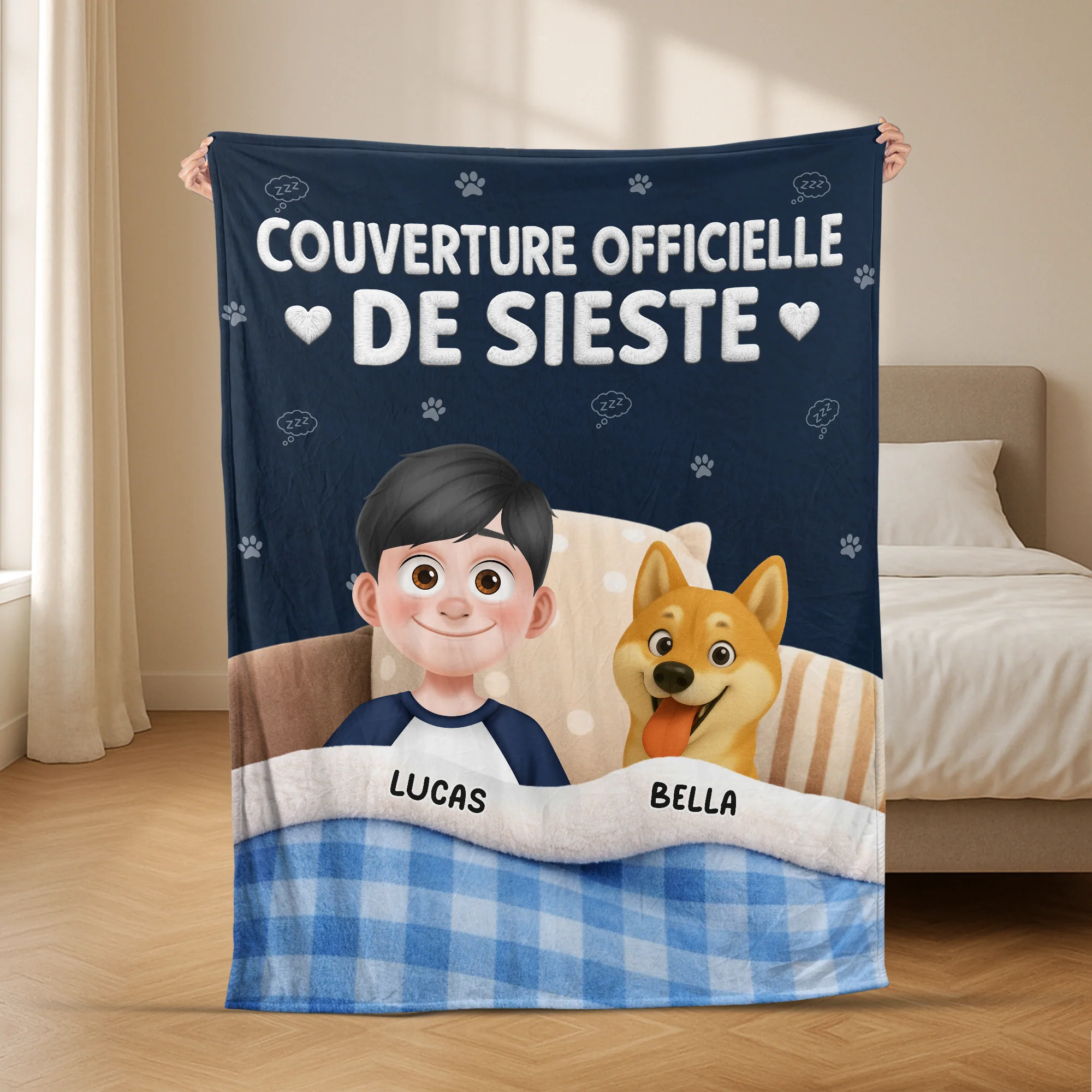 [Effet d'impression 3D] Plaid Polaire Personnalisable - Couverture Officielle Avec Chien - Image 2