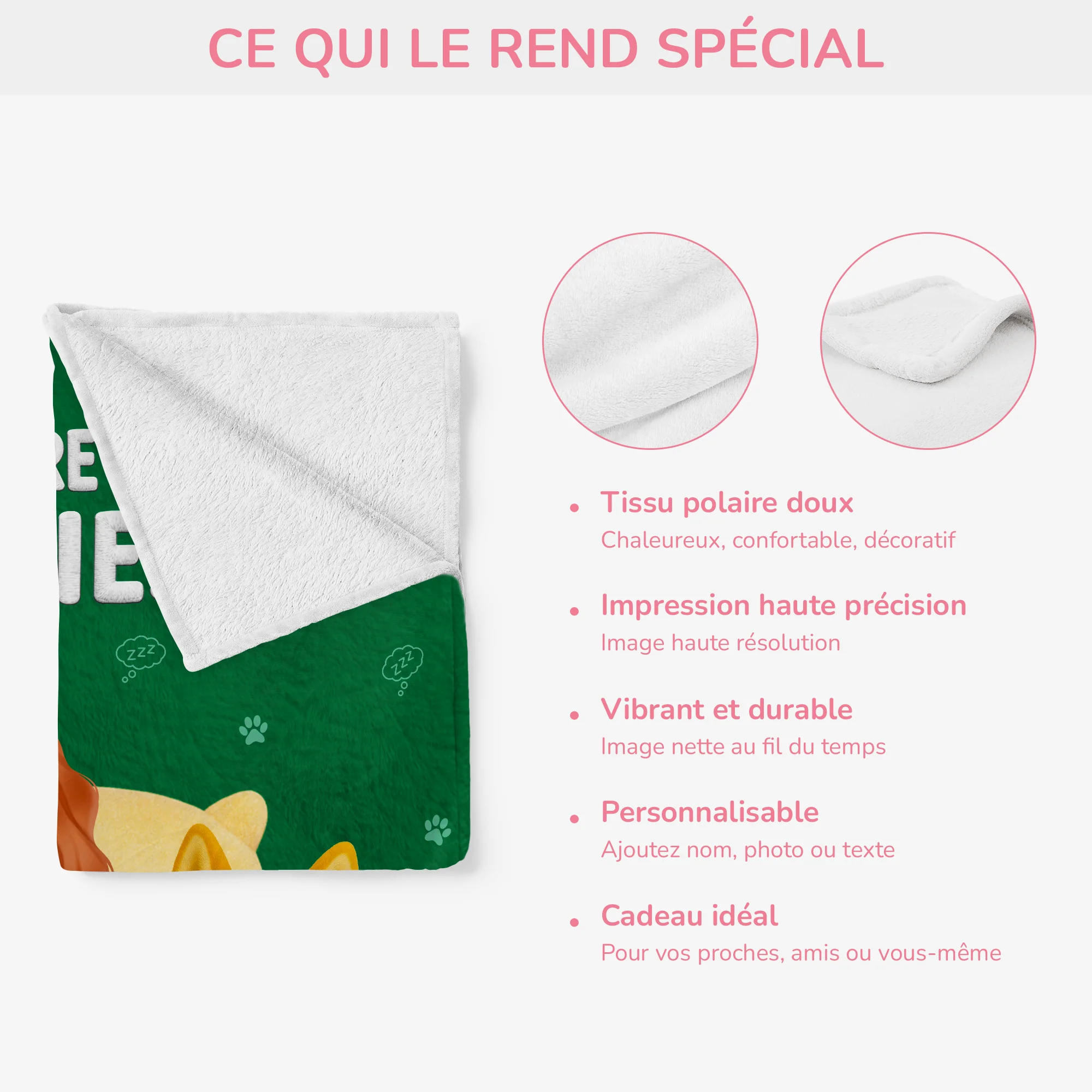 [Effet d'impression 3D] Plaid Polaire Personnalisable - Couverture Officielle Avec Chien - Image 4