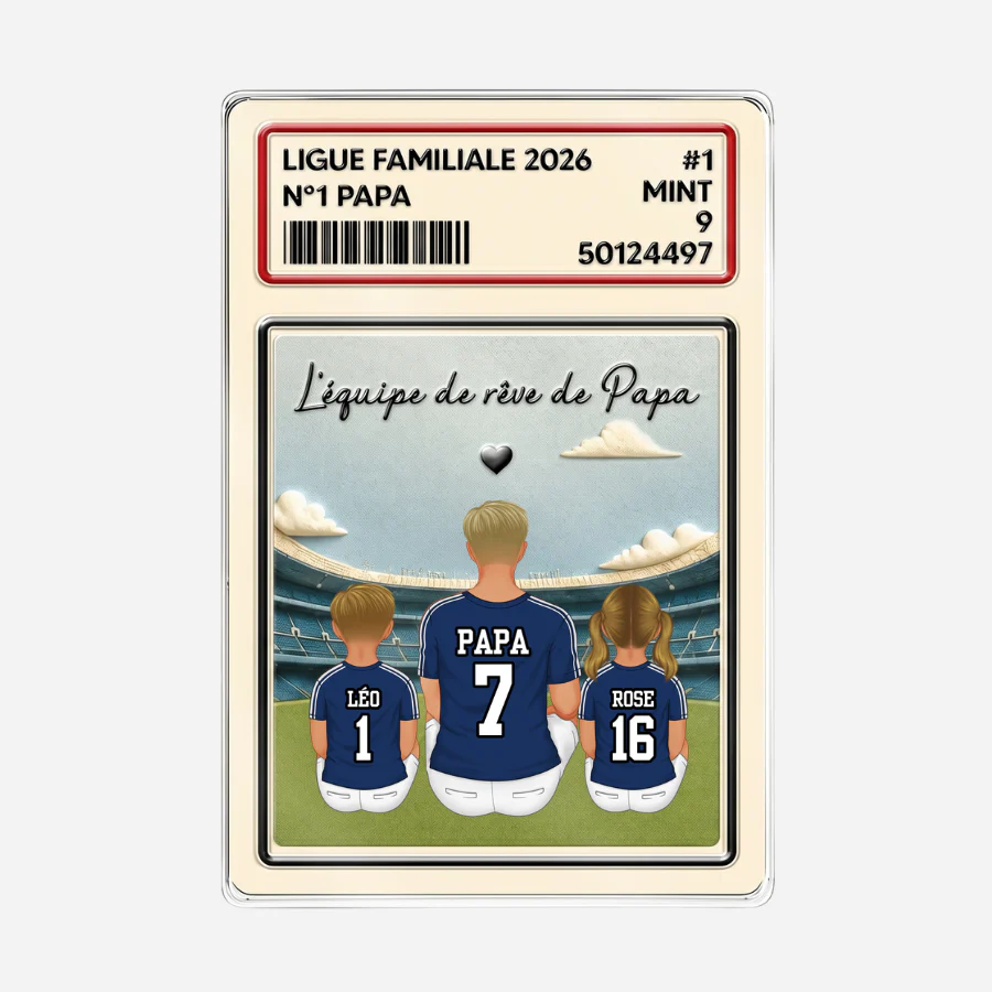 [Effet d'impression 3D] Plaque Acrylique Personnalisée Rectangulaire - Équipe De Papa Maman Fan De Foot