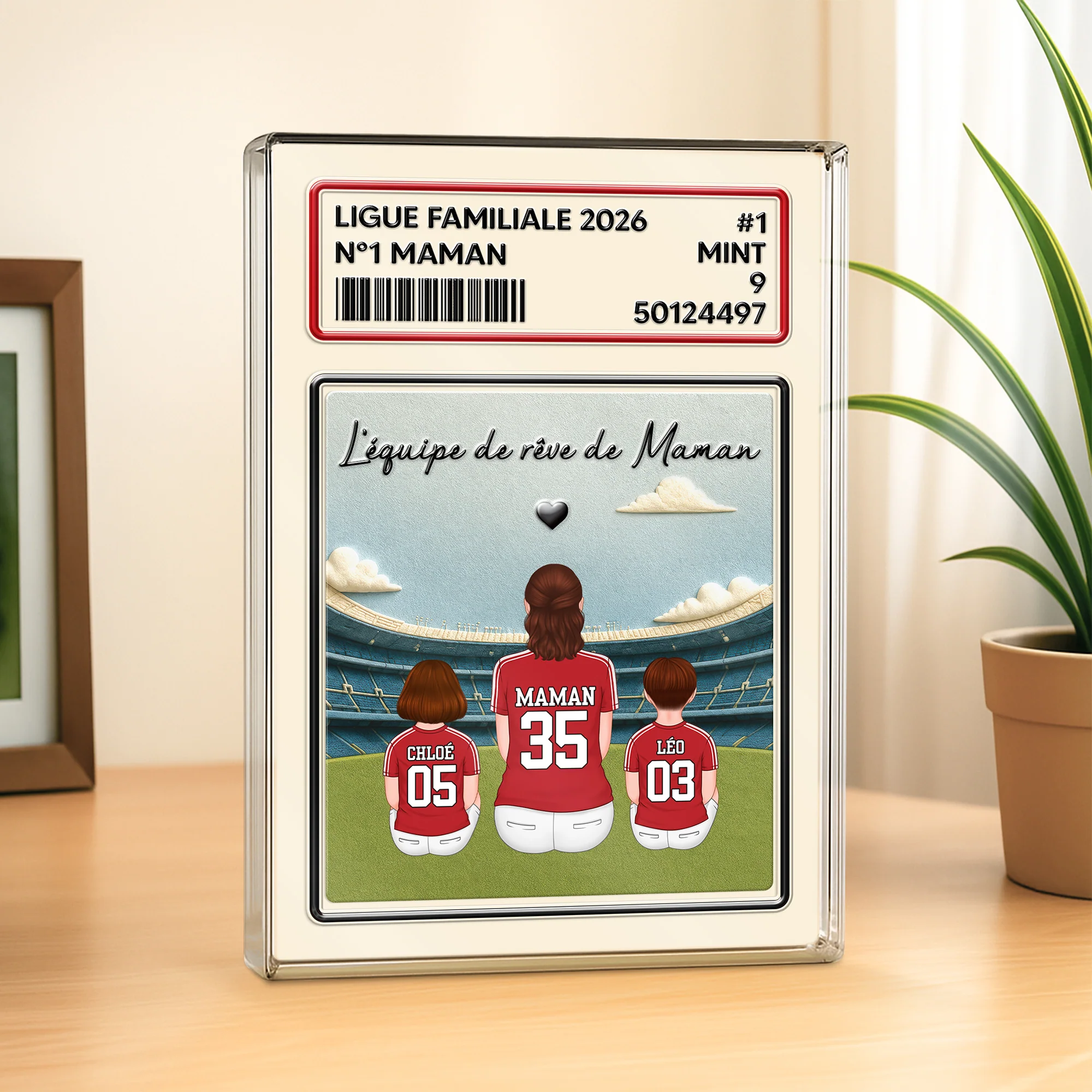 [Effet d'impression 3D] Plaque Acrylique Personnalisée Rectangulaire - Équipe De Papa Maman Fan De Foot - Image 3