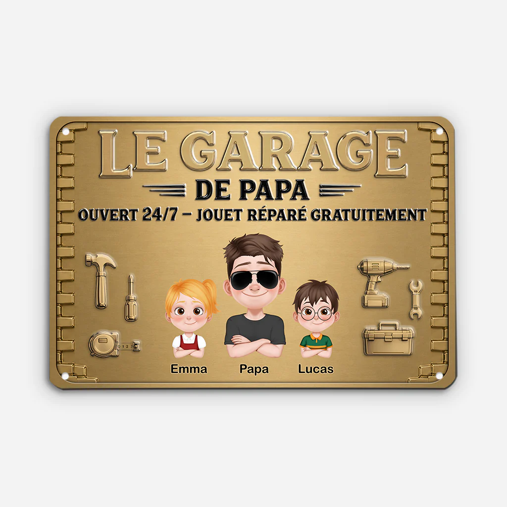 [Effet d'Impression 3D] Plaque Atelier Personnalisée - Cadeau Garage De Papa De Papy