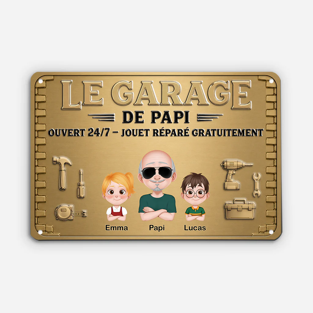 [Effet d'Impression 3D] Plaque Atelier Personnalisée - Cadeau Garage De Papa De Papy - Image 2