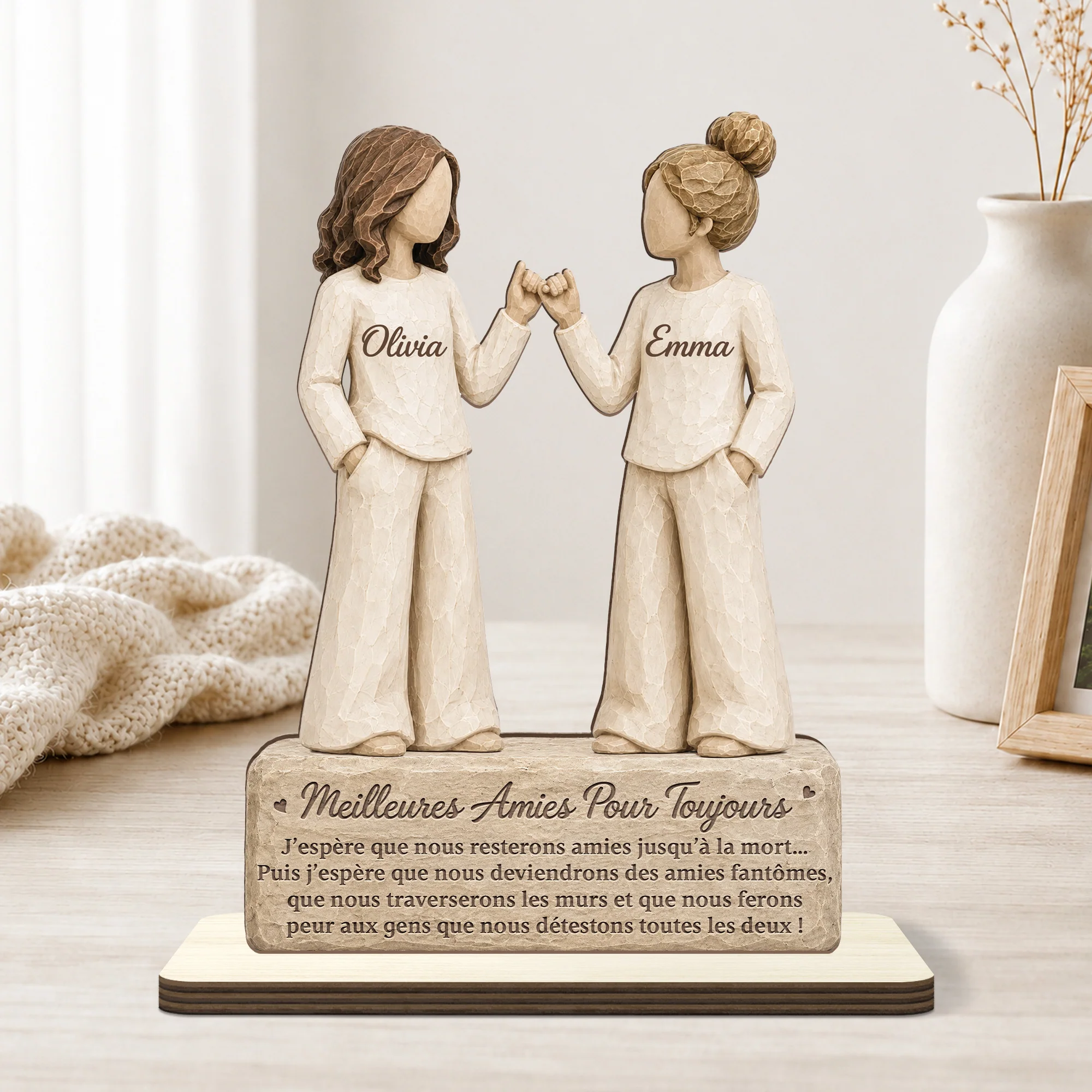 [Effet d'Impression 3D] Plaque Bois Personnalisée Avec Support Plat - Meilleures Amies Pour Toujours - Image 2