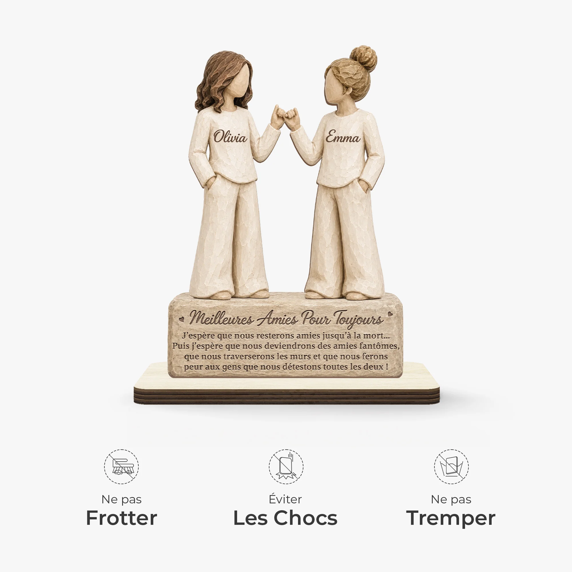 [Effet d'Impression 3D] Plaque Bois Personnalisée Avec Support Plat - Meilleures Amies Pour Toujours - Image 5