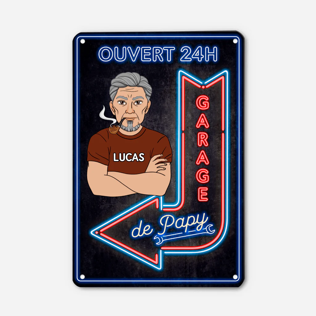 [Effet d'impression 3D] Plaque De Garage Personnalisée - Garage De Papa Papy Ouvert 24h/24 - Image 2