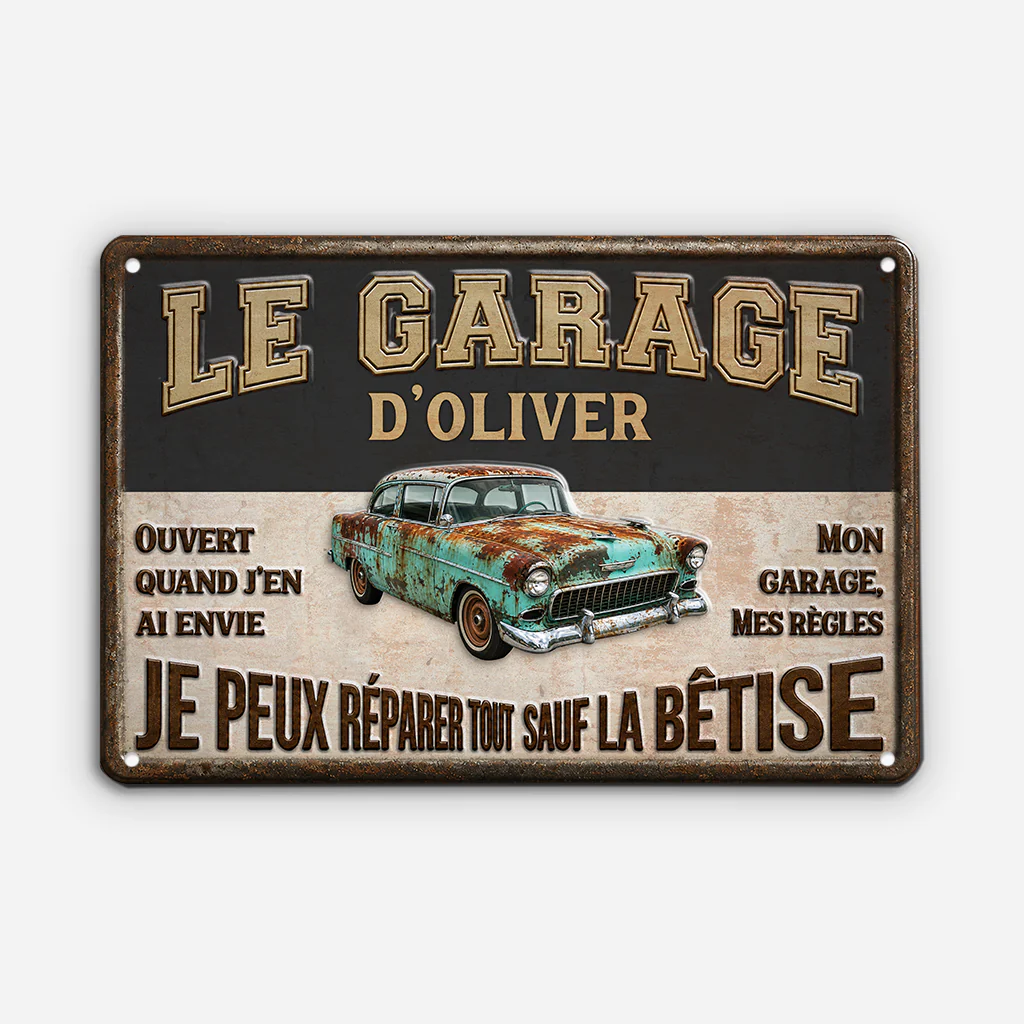 [Effet d'Impression 3D] Plaque De Garage Personnalisée - Le Garage De Papa Papy - Image 2
