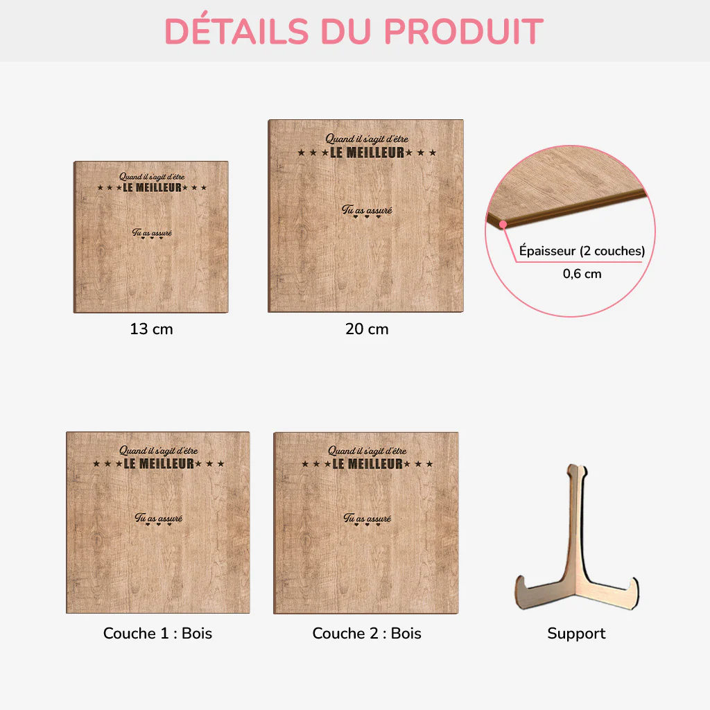 [Effet d'impression 3D] Plaque En Bois Personnalisable - Être Le Meilleur Papa Papy - Image 3