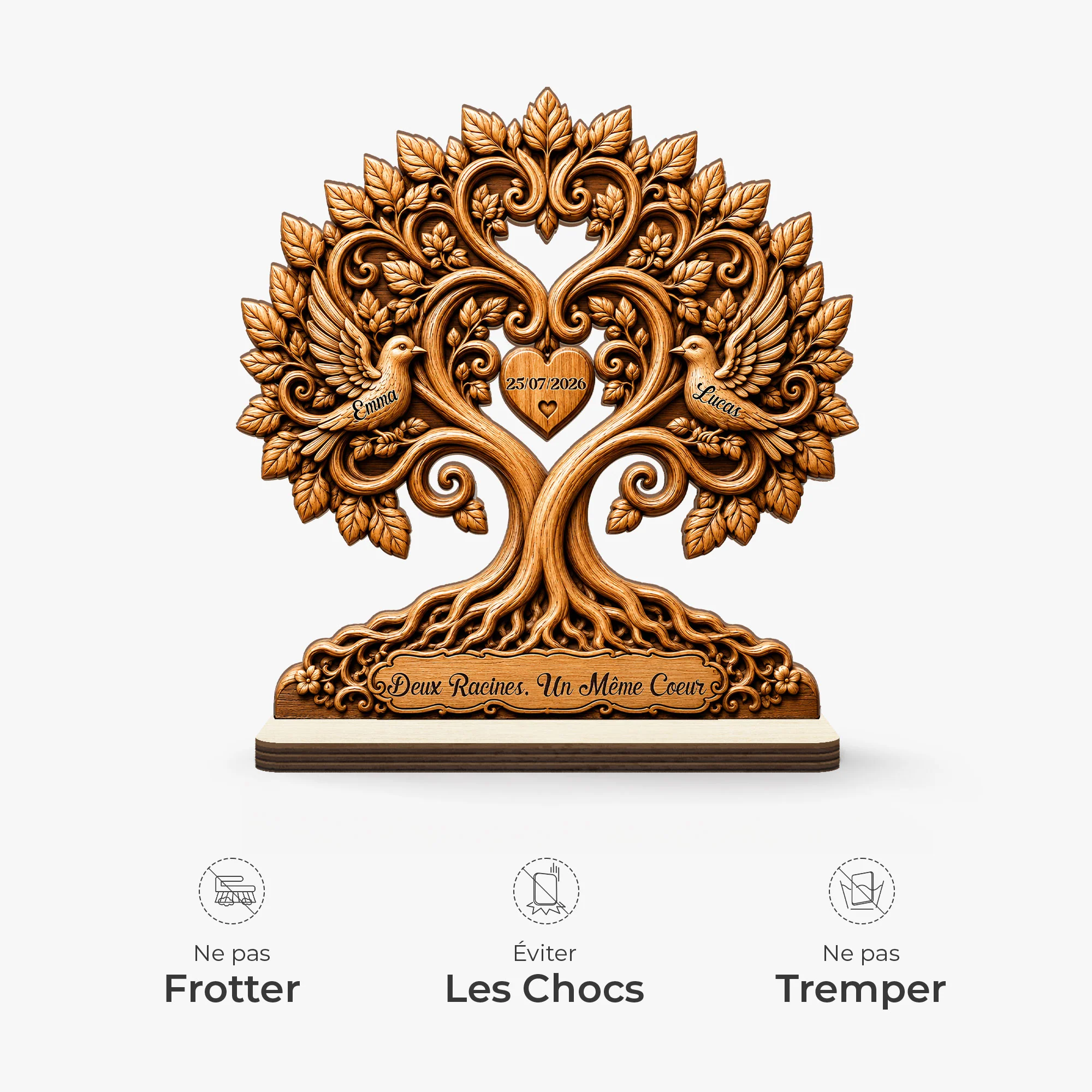 [Effet d'Impression 3D] Plaque En Bois Personnalisée Avec Support Plat Couple - Notre Mariage - Image 5