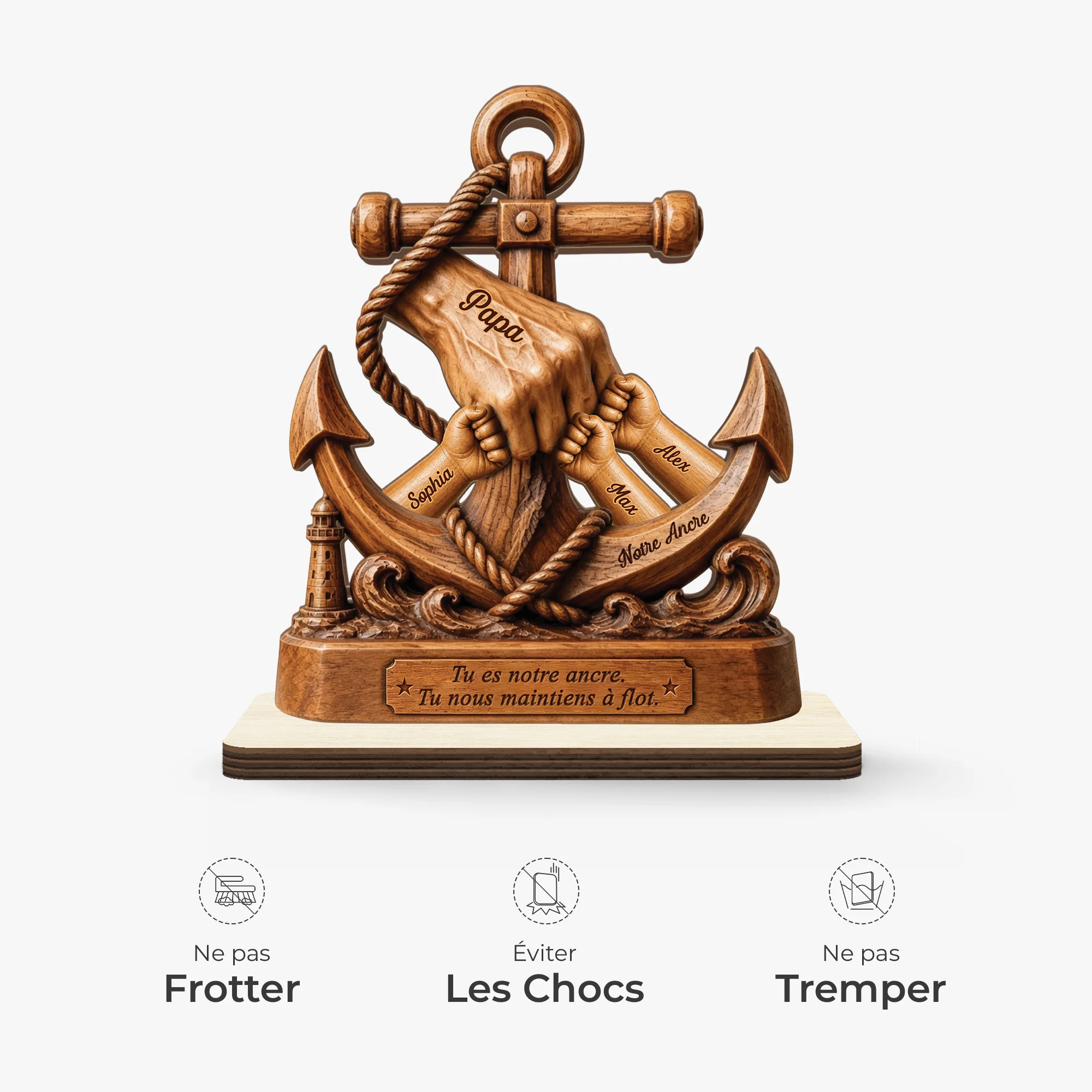 [Effet d'Impression 3D] Plaque En Bois Personnalisée Avec Support Plat - Toujours Besoin De Papa Papy - Image 5