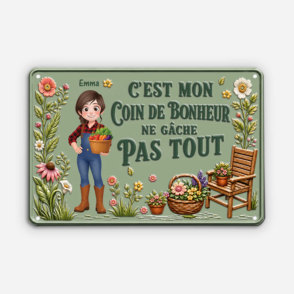 [Effet d'Impression 3D] Plaque Jardin Personnalisée - Coin De Bonheur De Femme Et Homme