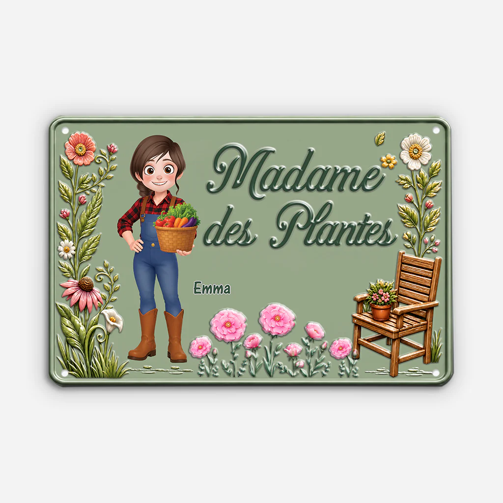 [Effet d'Impression 3D] Plaque Jardin Personnalisée - Femme Homme Des Plantes