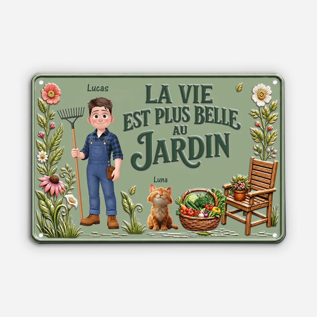 [Effet d'Impression 3D] Plaque Jardin Personnalisée Femme Homme - La Vie Est Plus Belle Au Jardin Avec Mes Chats - Image 2