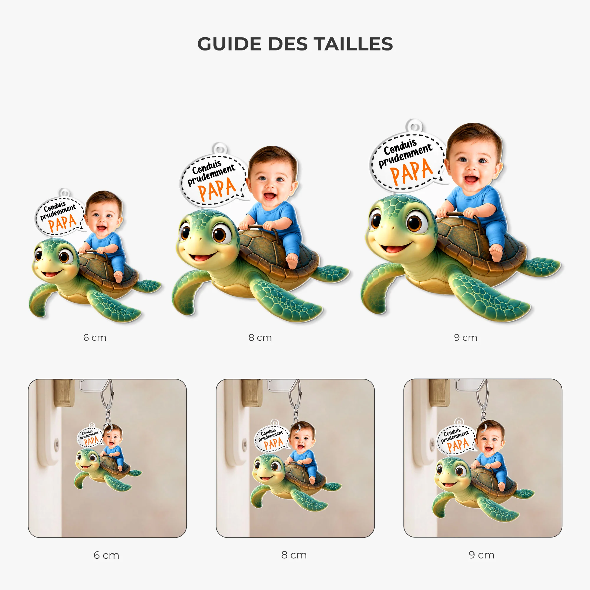[Effet d'Impression 3D] Porte Clé Acrylique Personnalisé Enfant - Conduis Prudemment Papa - Image 3