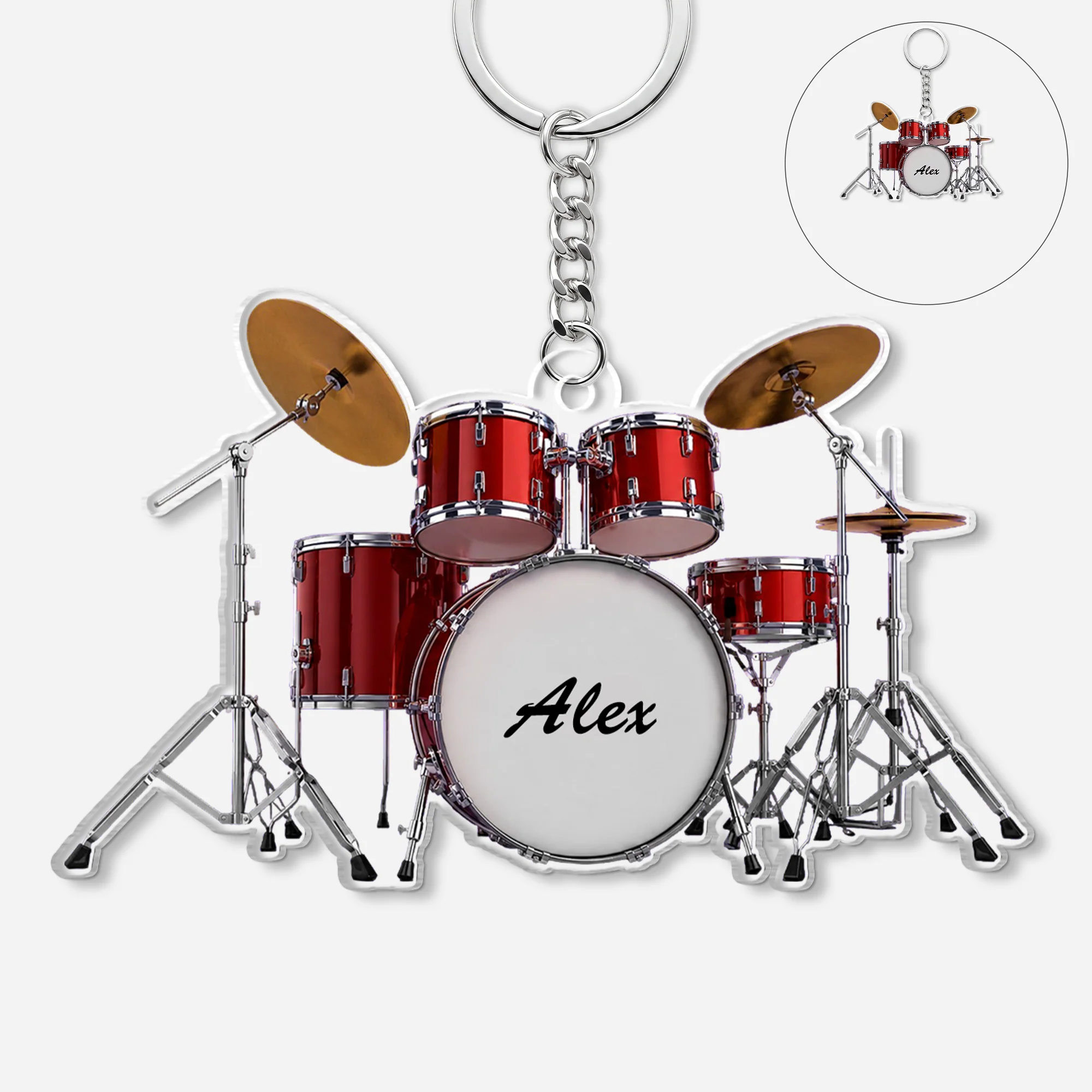 [Effet d'impression 3D] Porte Clés Acrylique Personnalisé Batterie - Cadeau Batteur Homme Et Femme