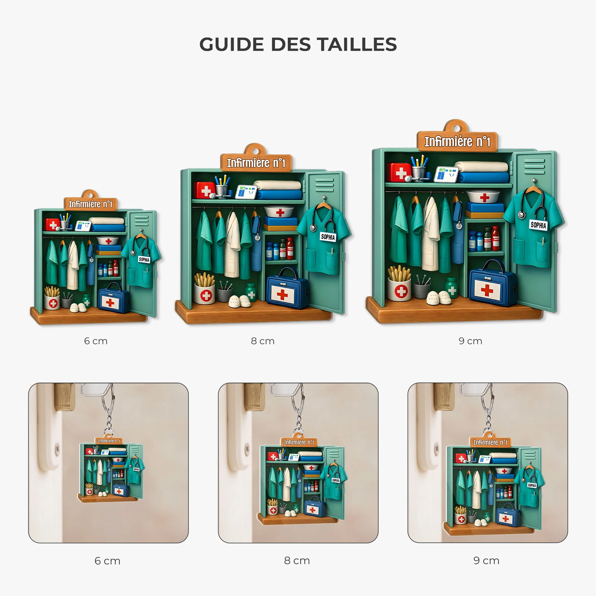 [Effet d'Impression 3D] Porte-clés Acrylique Personnalisé - Cadeau Pour Infirmière - Image 3