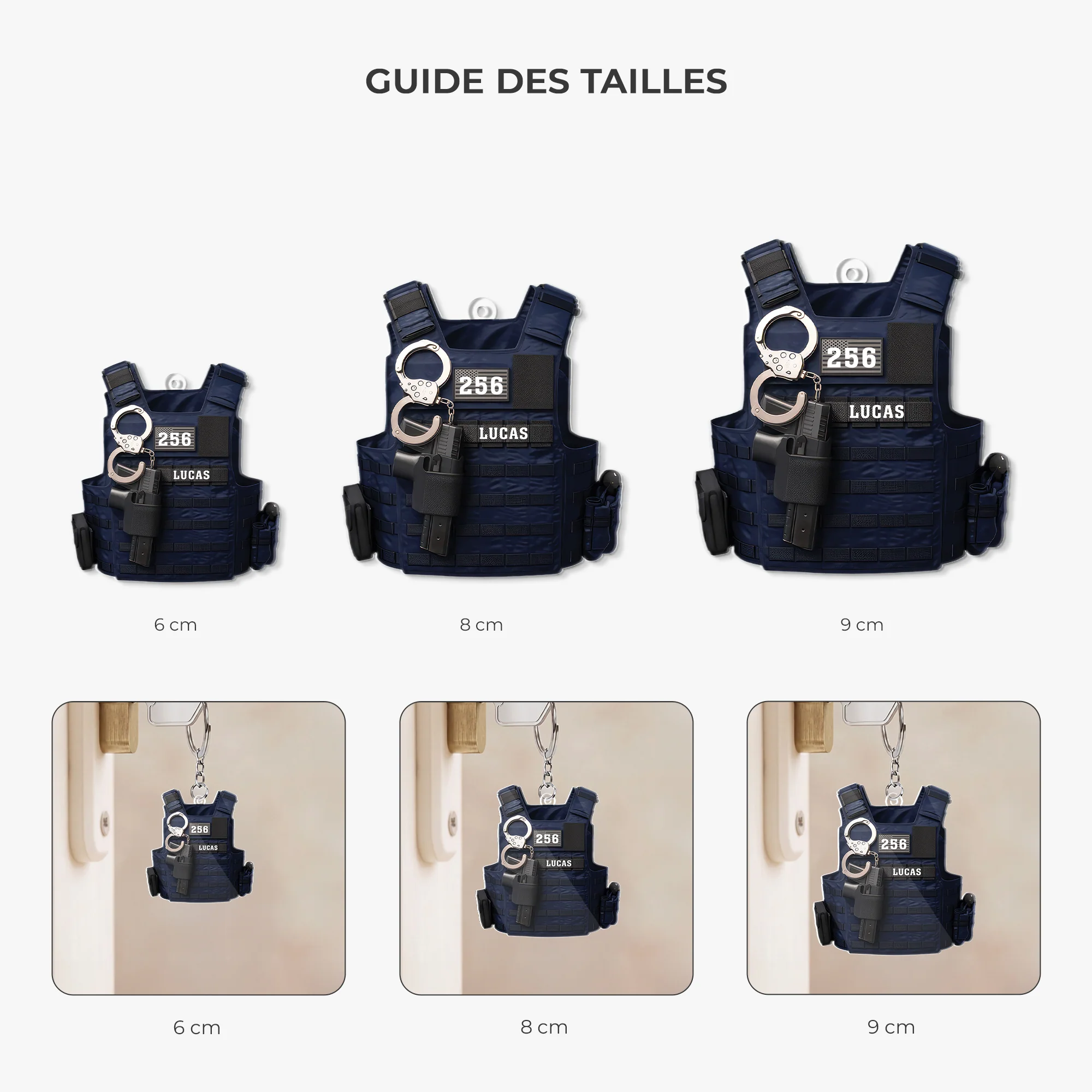 [Effet d'impression 3D] Porte Clés Acrylique Personnalisé - Cadeau Pour Un Policier - Image 3