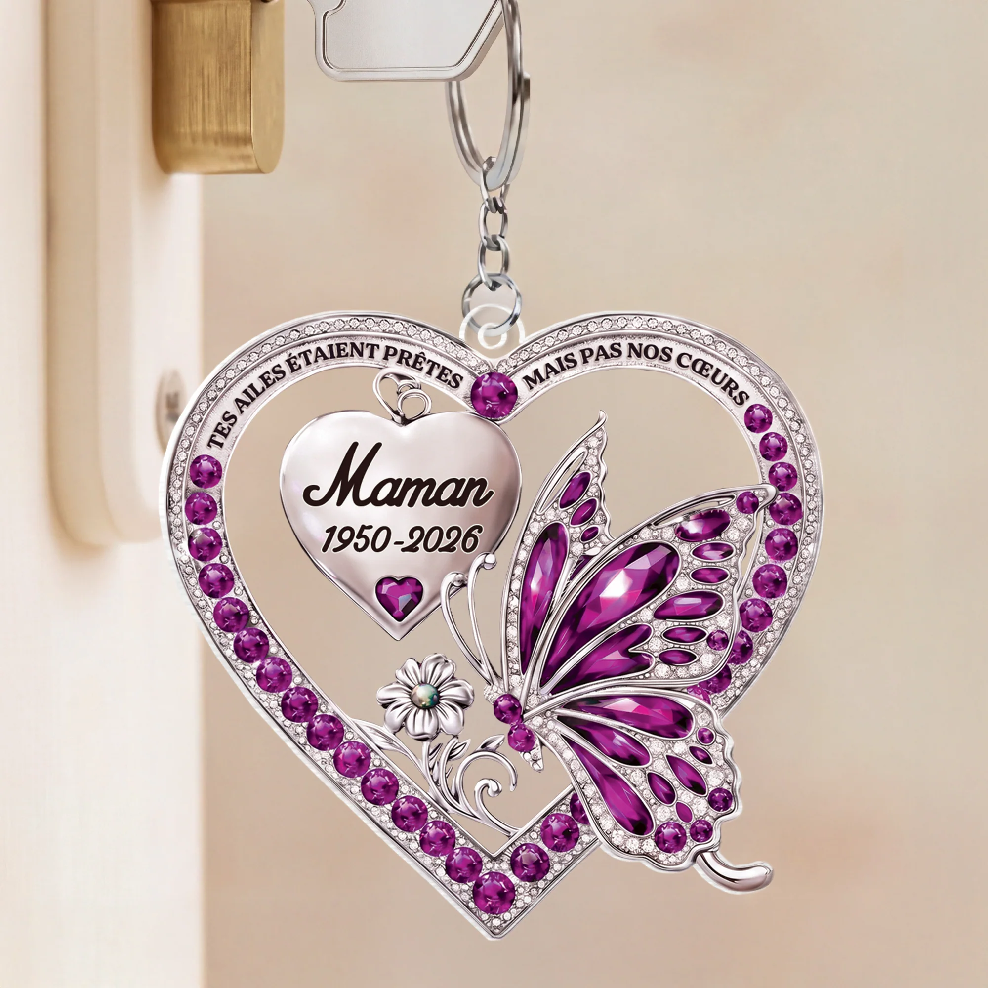 [Effet d'Impression 3D] Porte-clés Acrylique Personnalisé Commémoratif - Ailes De Papa Maman - Image 2