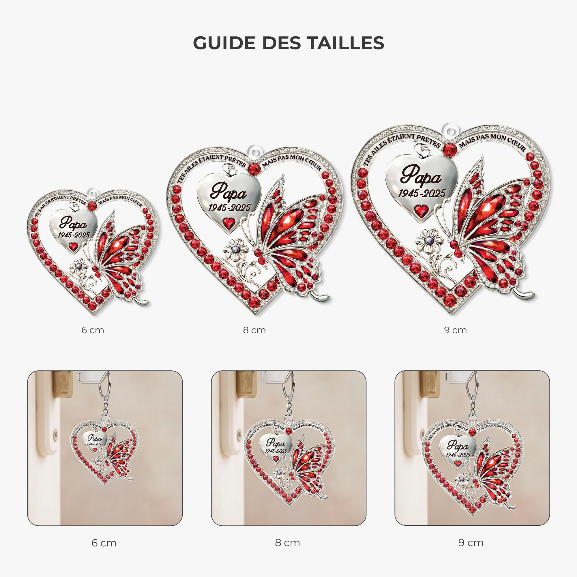[Effet d'Impression 3D] Porte-clés Acrylique Personnalisé Commémoratif - Ailes De Papa Maman - Image 3