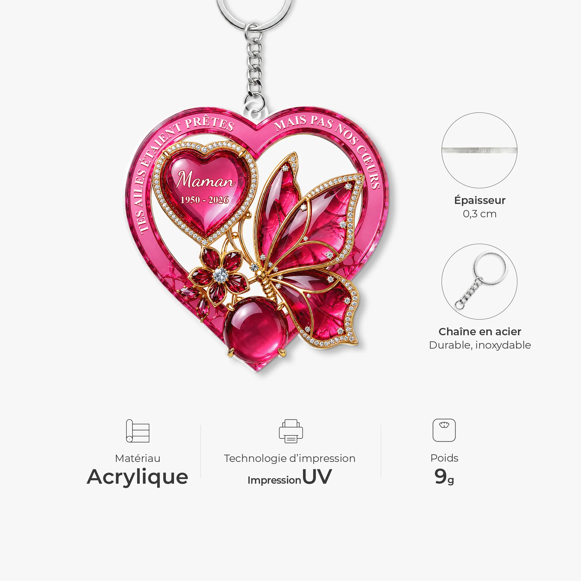 [Effet d'Impression 3D] Porte Clés Acrylique Personnalisé Commémoratif - Cadeau Souvenir Papa Et Maman 12395AJS4FA - Image 4