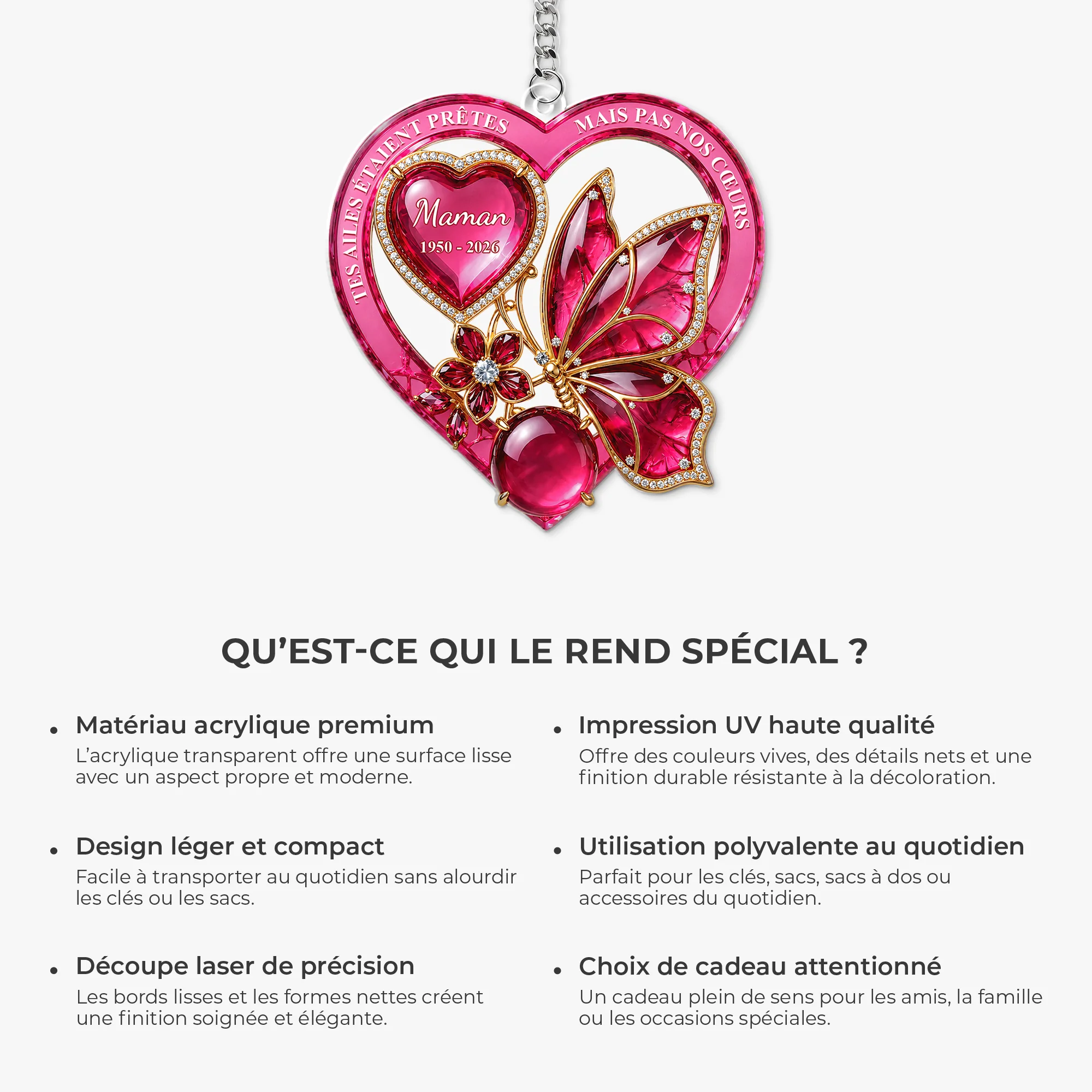 [Effet d'Impression 3D] Porte Clés Acrylique Personnalisé Commémoratif - Cadeau Souvenir Papa Et Maman 12395AJS4FA - Image 6