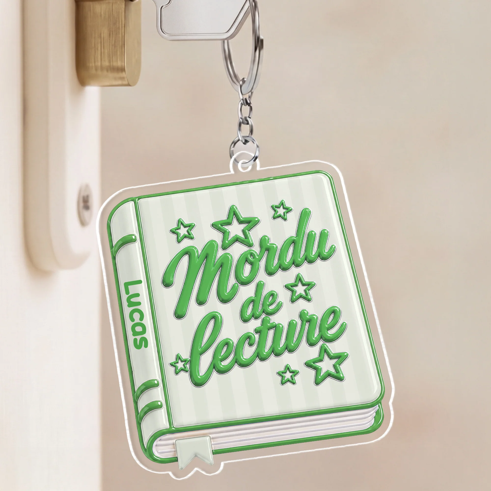 [Effet d'Impression 3D] Porte-clés Acrylique Personnalisé Femme Homme Amoureux Des Livres - Mordu De Lecture - Image 2