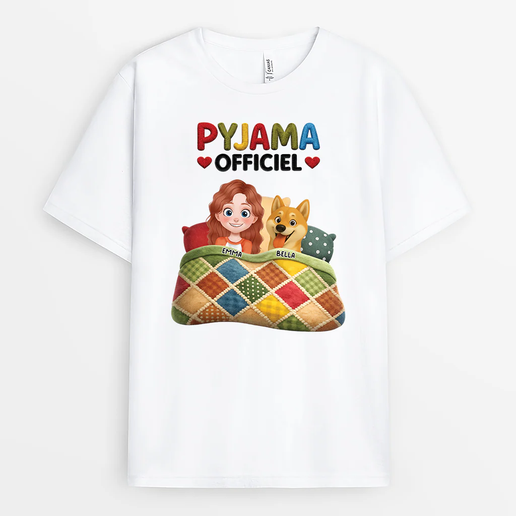 [Effet d'impression 3D] T-shirt Chien Personnalisé - Pyjama Officiel