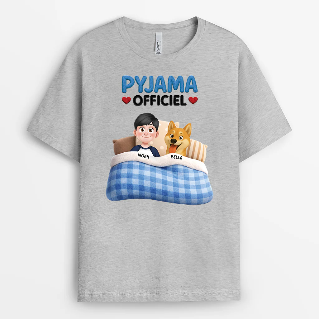[Effet d'impression 3D] T-shirt Chien Personnalisé - Pyjama Officiel - Image 2