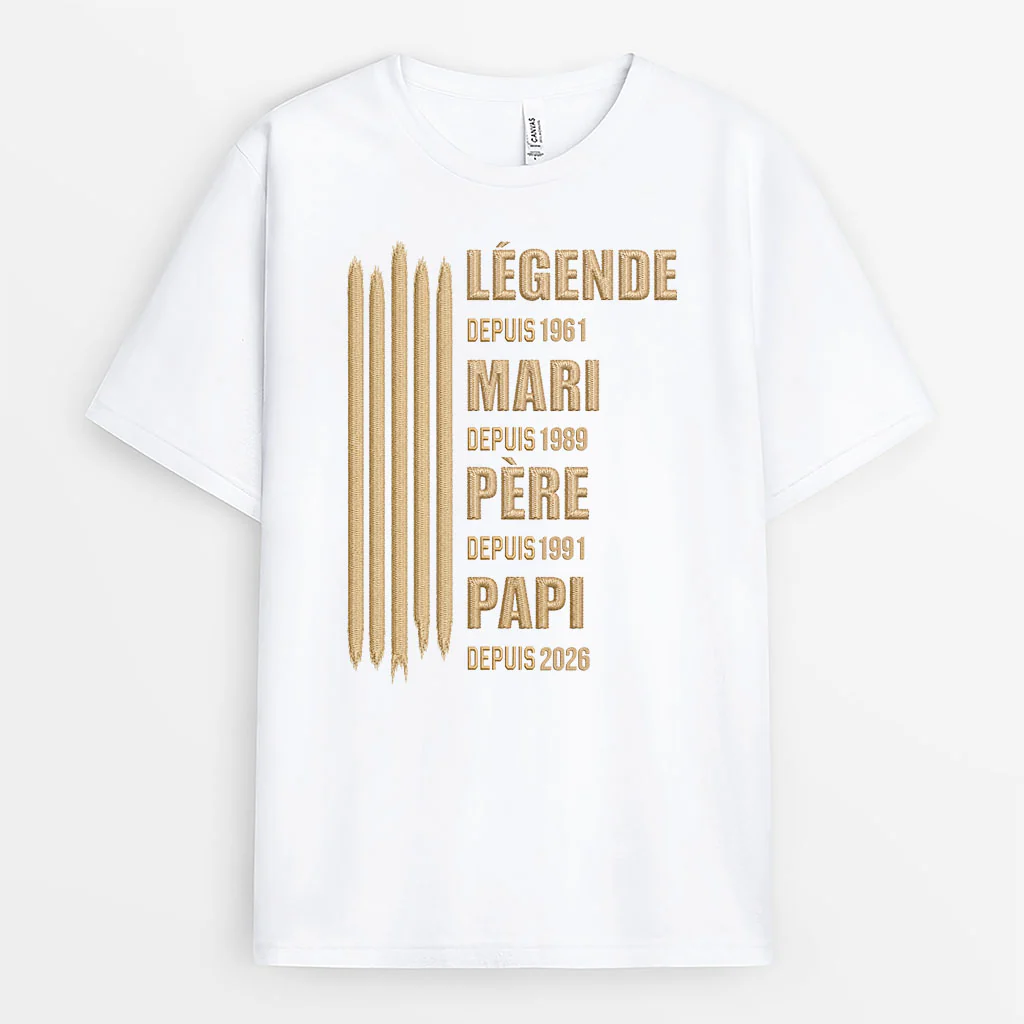 [Effet d'Impression 3D] T-shirt Papa Papy Personnalisé - Légende Depuis Mari Depuis