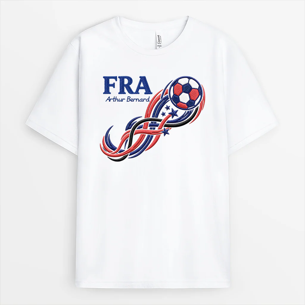 [Effet d'Impression 3D] T-shirt Personnalisé De Foot Avec Nation - Cadeau Pour Fan De Football