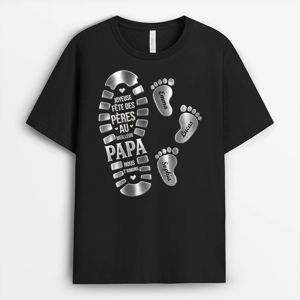 [Effet d'Impression 3D] T-shirt Personnalisé Papa Papy - Joyeuse Fête Des Pères Au Meilleur Papa