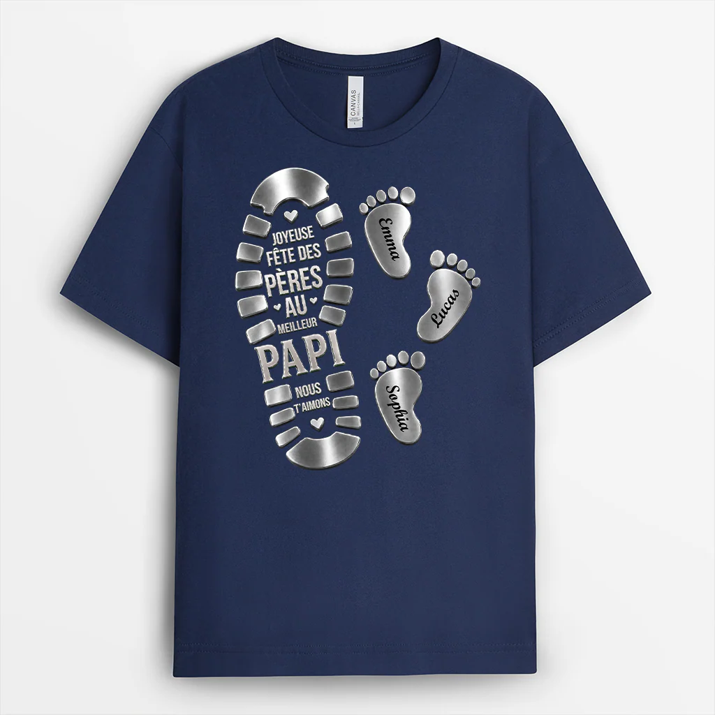 [Effet d'Impression 3D] T-shirt Personnalisé Papa Papy - Joyeuse Fête Des Pères Au Meilleur Papa - Image 2