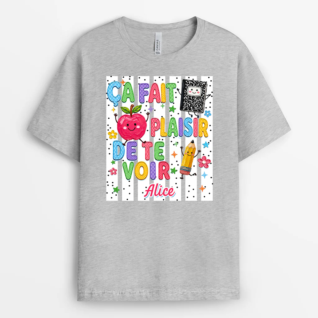[Effet d'Impression 3D] T-shirt Personnalisé Pour La Rentrée - Ça Fait Plaisir De Te Voir - Image 2