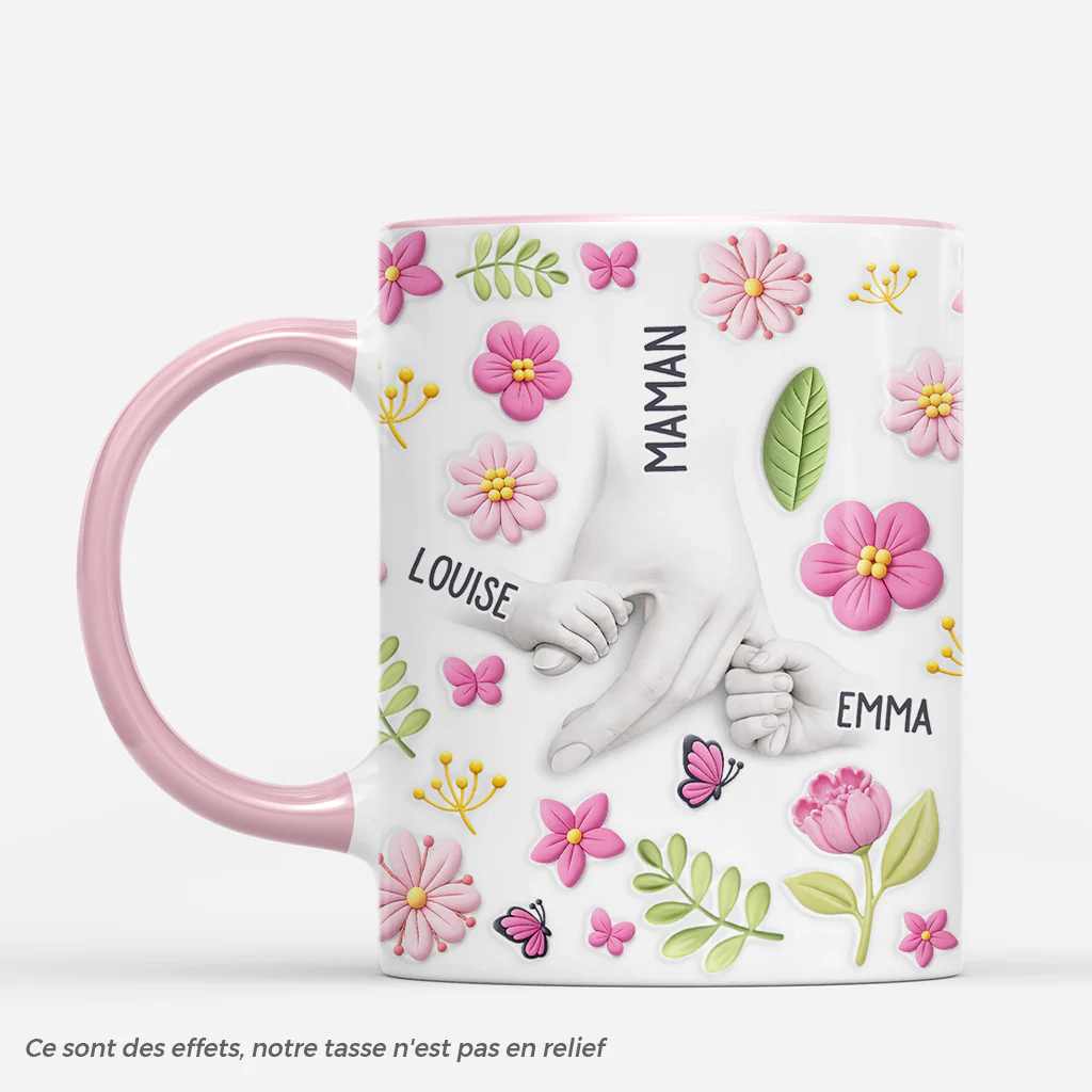 Mug Personnalisé Maman - Design Jardin Fleuri - Effet 3D