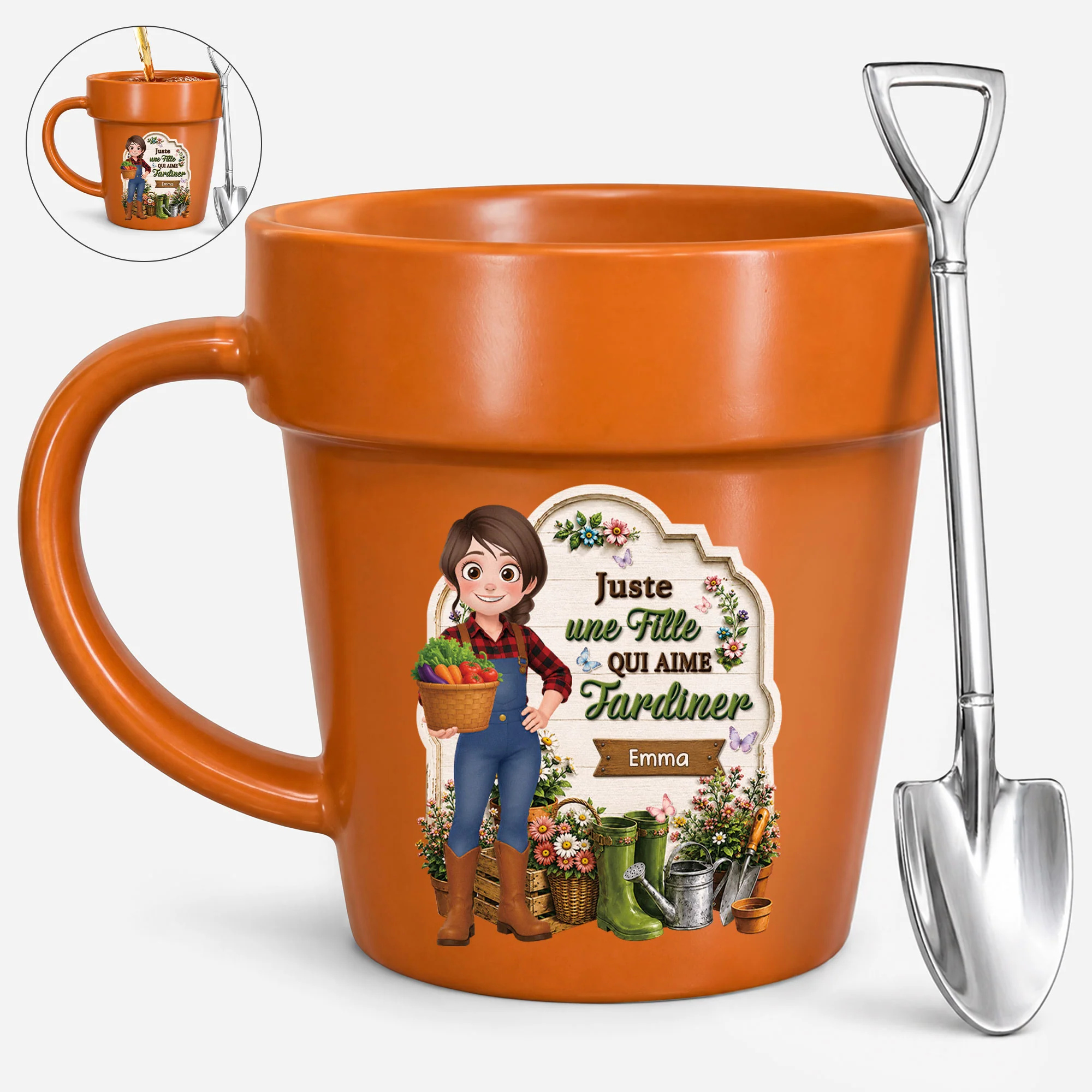[Effet d'Impression 3D] Tasse Pot De Fleur Personnalisée - Homme Femme Qui Aime Jardiner