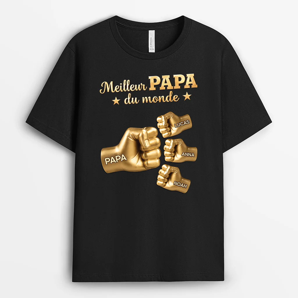 [Effet d'Impression 3D] Tee Shirt Personnalisé Papa - Meilleur Papa Meilleur Papy