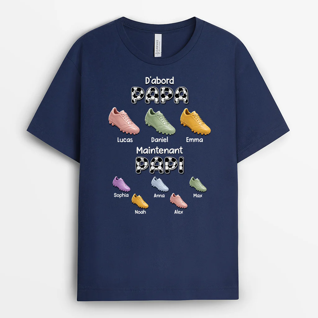 [Effet d'Impression 3D] Tee Shirt Personnalisé Prénom - D'abord Papa Maintenant Papy De Football - Image 2