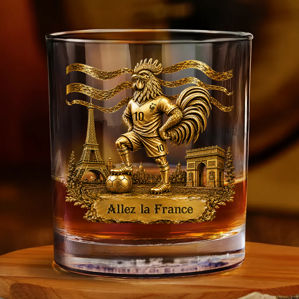 [Effet d'Impression 3D] Verre À Whisky Personnalisable Avec Nation Thème Foot - Allez La France - Image 2