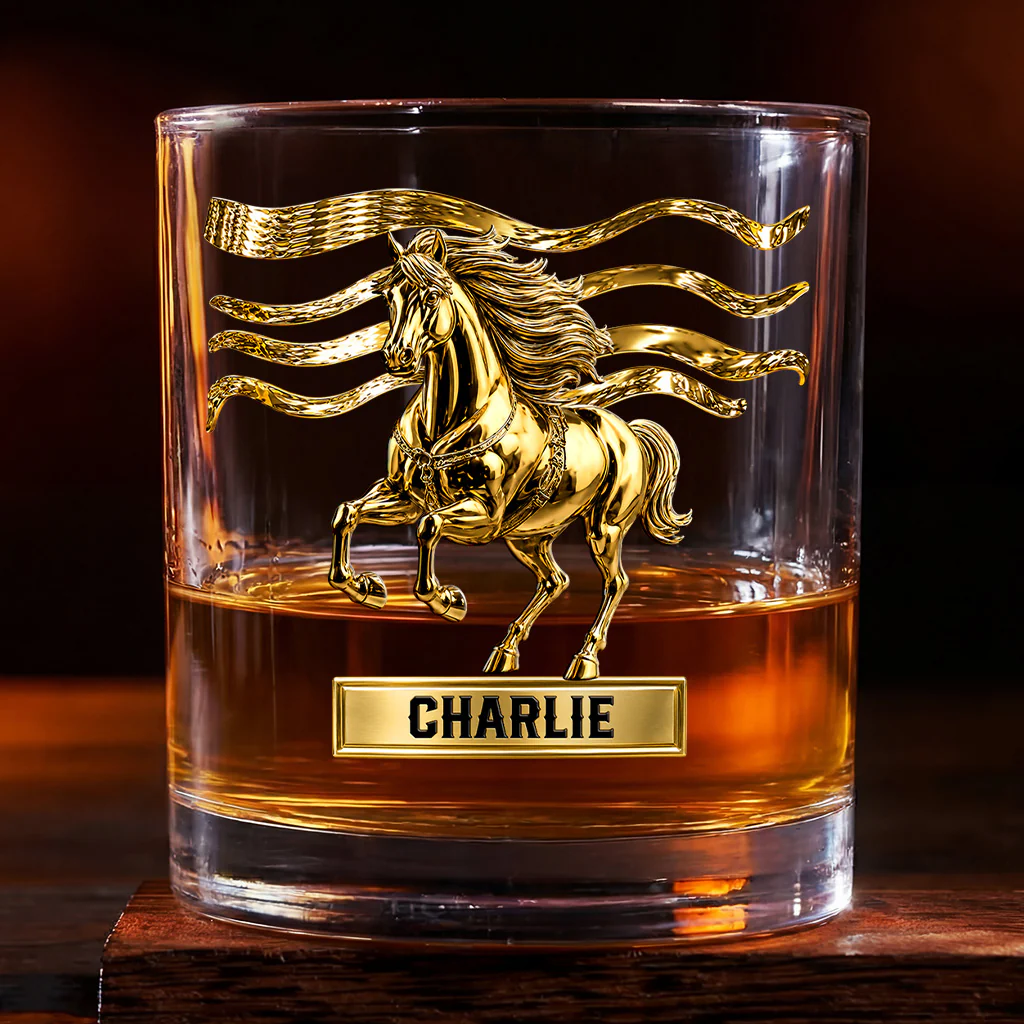 [Effet d'Impression 3D] Verre Whisky Personnalisable - Cadeau Avec Cheval Pour Femme/Homme