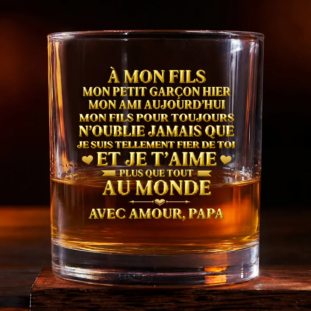 [Effet d'Impression 3D] Verres Whisky Personnalisé - Cadeau Pour Fils Et Petit-fils Je Suis Fier De Toi