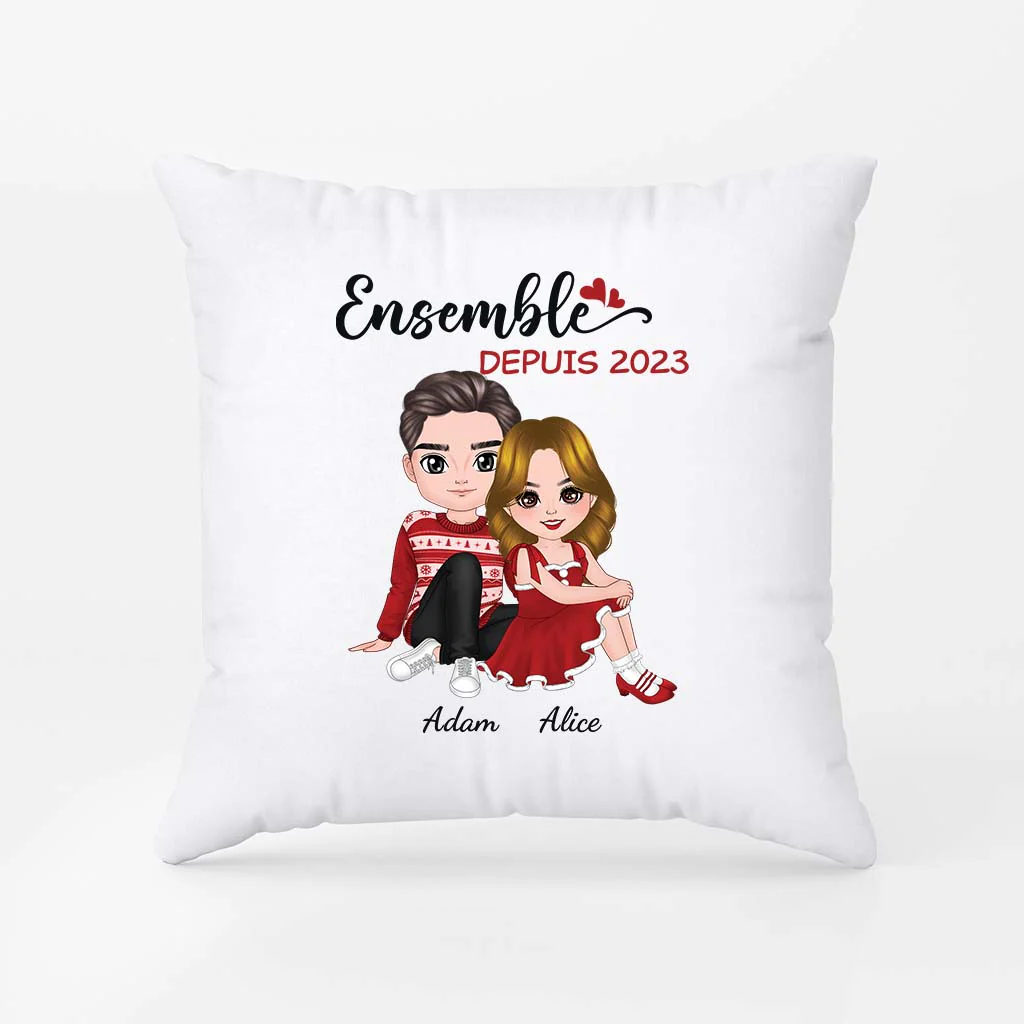Ensemble Depuis Version Noël - Coussin Pour Couple Personnalisé