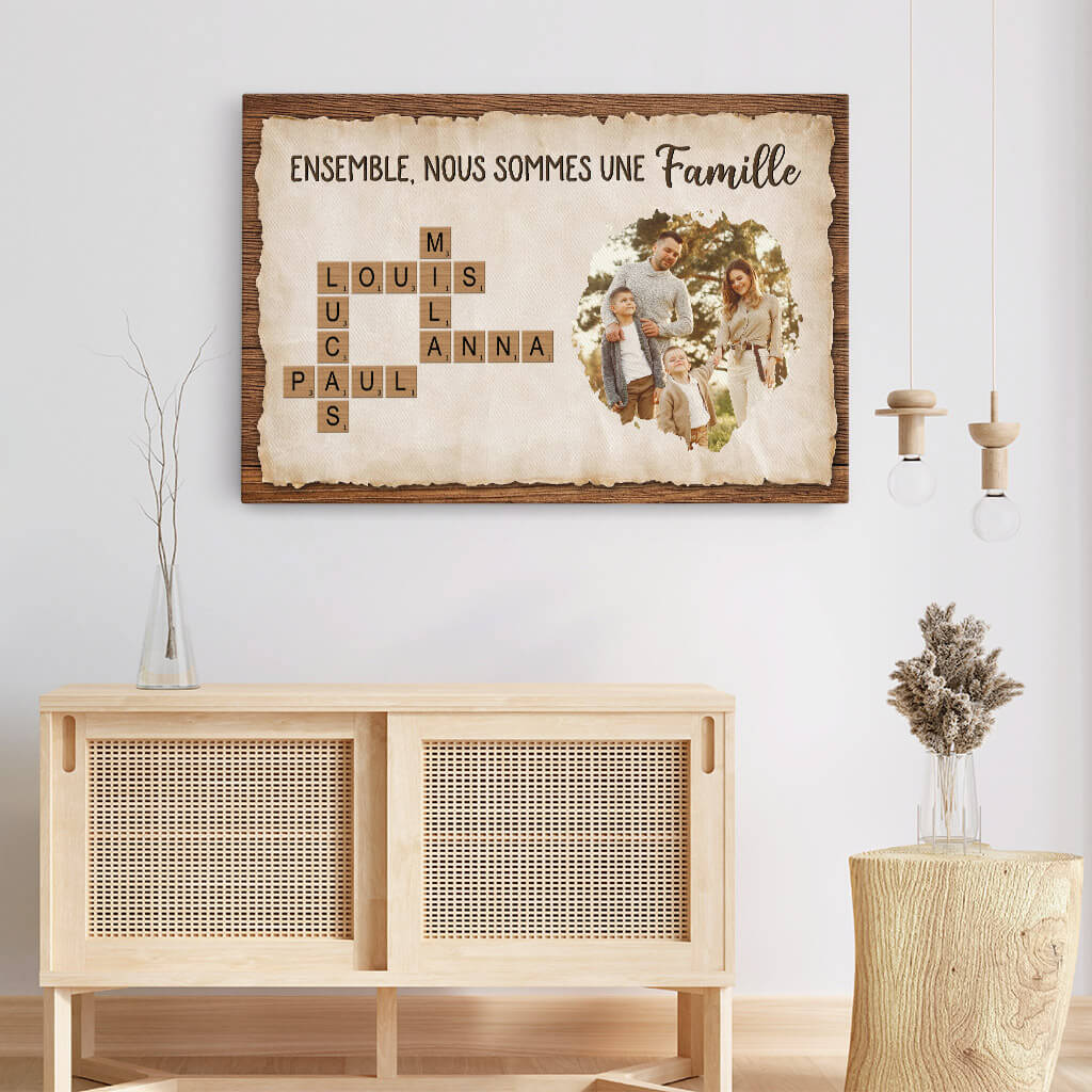 Tableau Famille Avec Photos Et Mots Croisés Personnalisé - Image 3
