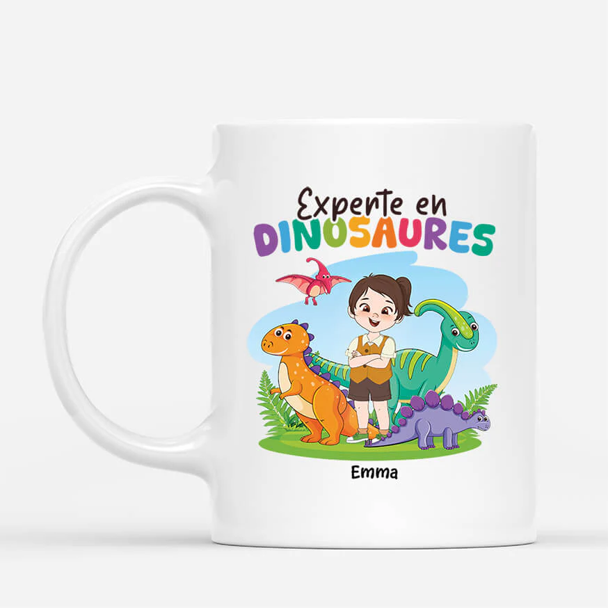 Experte En Dinosaures - Mug Enfant Fille Personnalisé