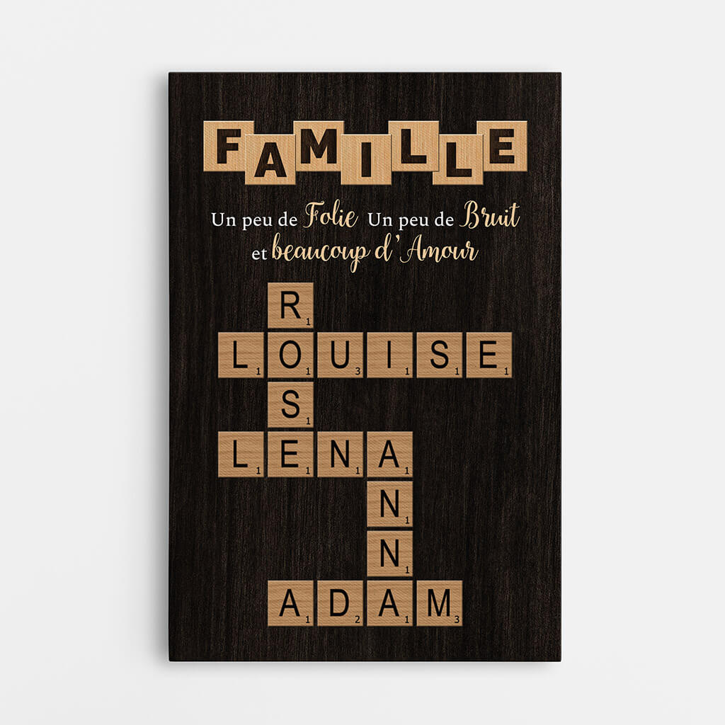 Toile Mots Fléchés Famille Personnalisée – Beaucoup D’Amour