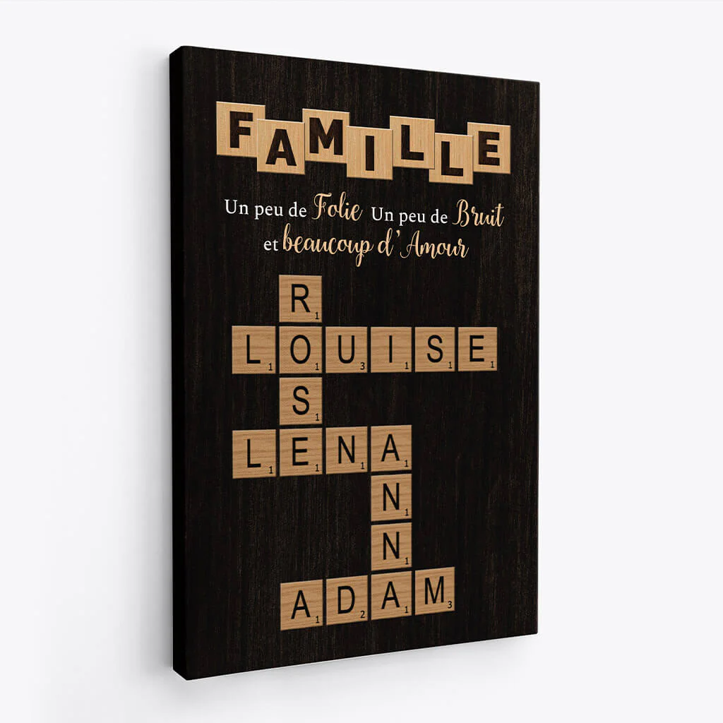 Toile Mots Fléchés Famille Personnalisée – Beaucoup D’Amour - Image 2