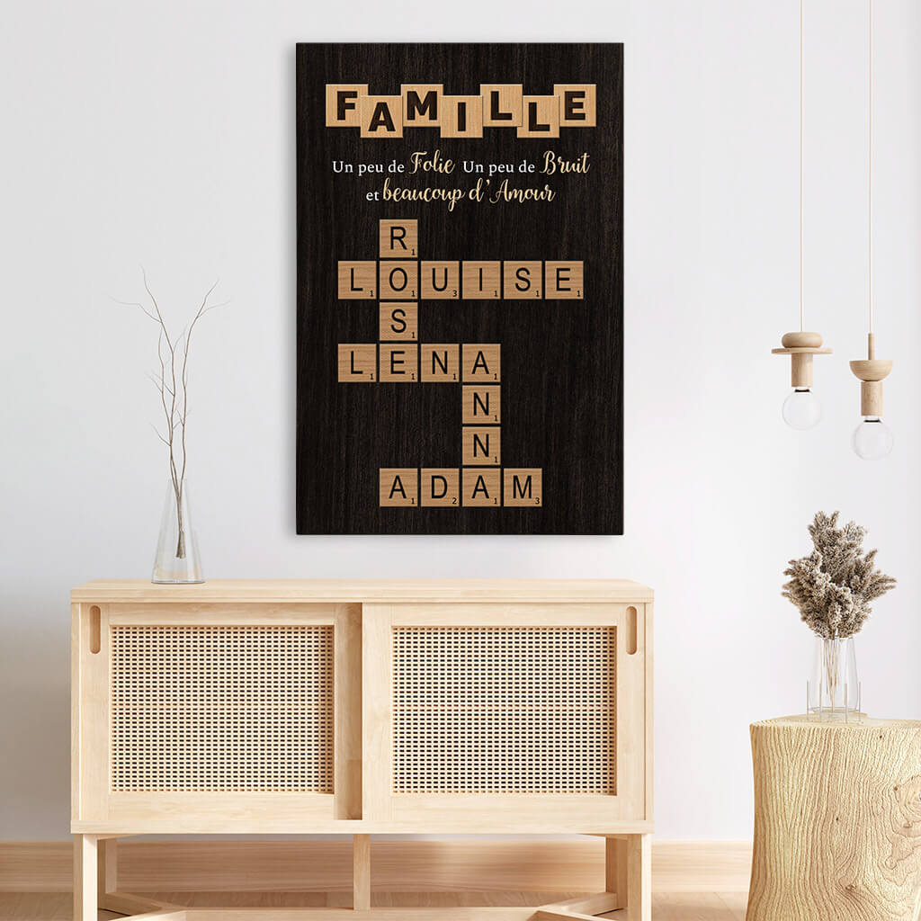 Toile Mots Fléchés Famille Personnalisée – Beaucoup D’Amour - Image 3