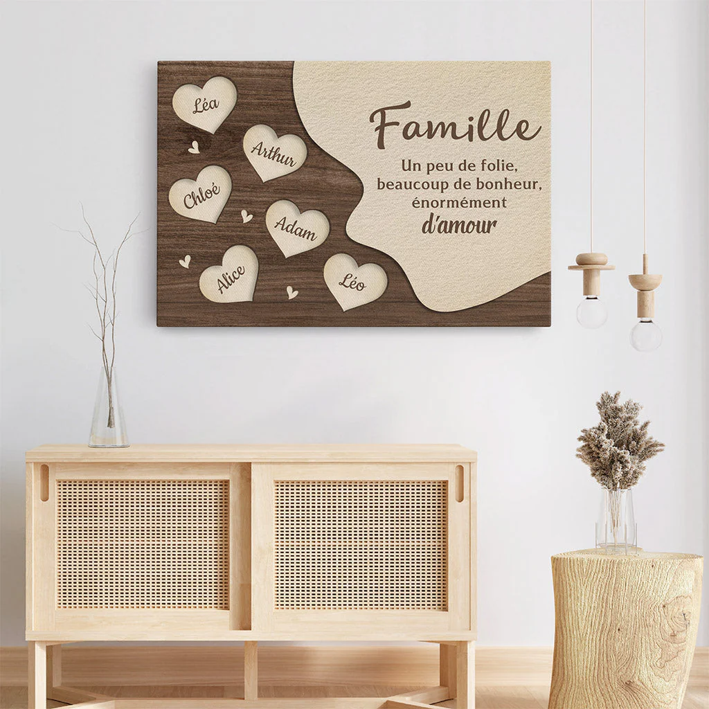Un Peu De Folie Beaucoup De Bonheur – Toile Décorative Personnalisée por Famille - Image 3